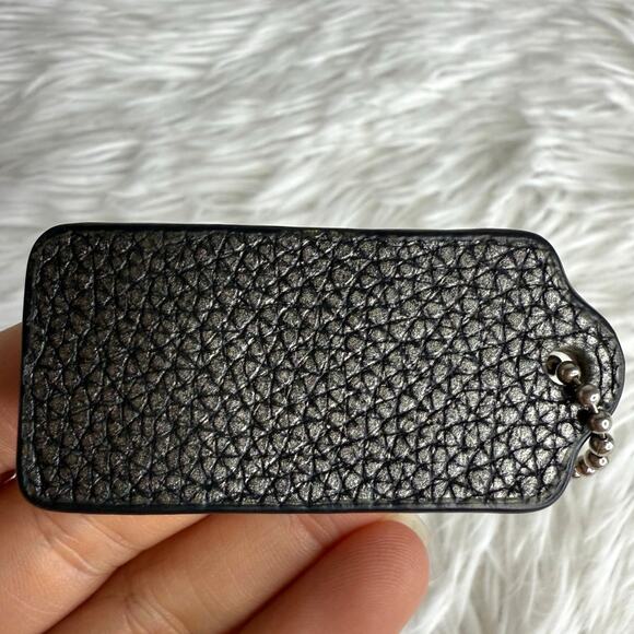 2" COACH Metallic Silver Black Fob Bag Charm Hang tag Hangtag - Picture 2 of 2